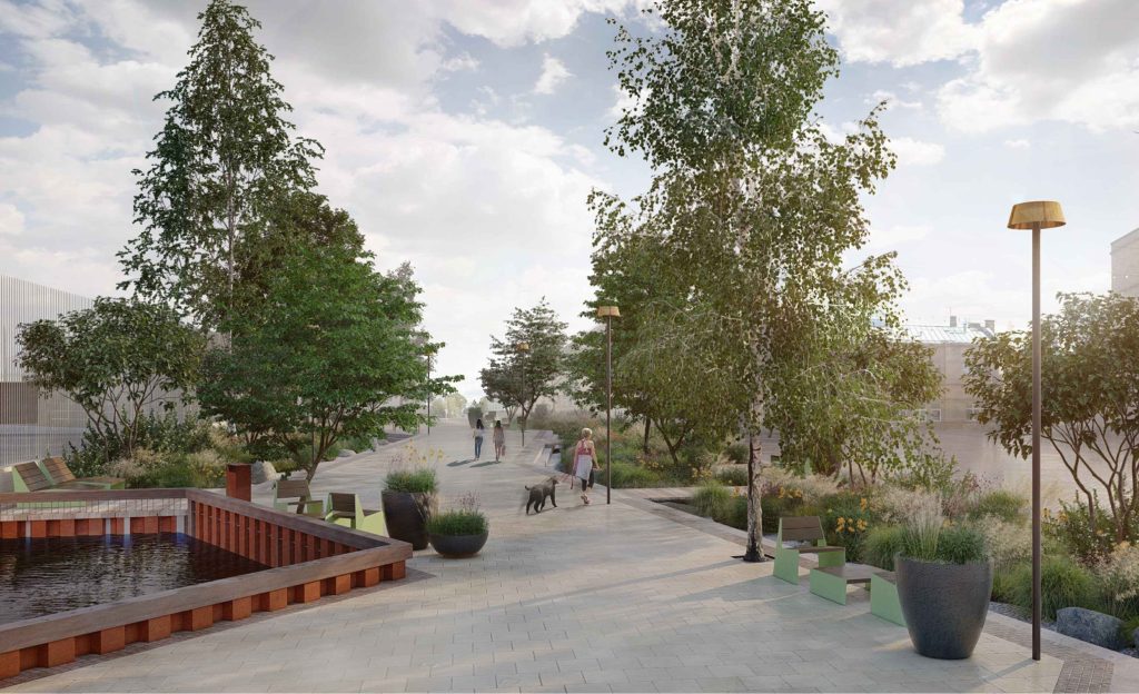 SPORTA 2 kvartāls - 1.kārta - Teritorijas labiekārtojums (Sporta iela 2) - Skveras - vizualizacija