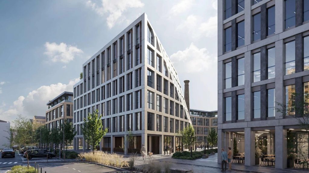 Lāčplēša Skvērs (Lāčplēša iela 74, 76A, 76, 76B, Visvalža iela 5, 5A, 5B, 5C, 5D, 5E) - Food store, Health center, Multi apartment, Office center - visualization