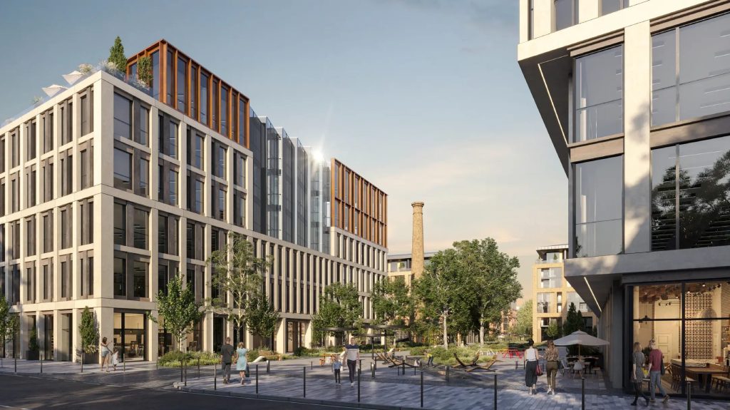 Lāčplēša Skvērs (Lāčplēša iela 74, 76A, 76, 76B, Visvalža iela 5, 5A, 5B, 5C, 5D, 5E) - Food store, Health center, Multi apartment, Office center - visualization