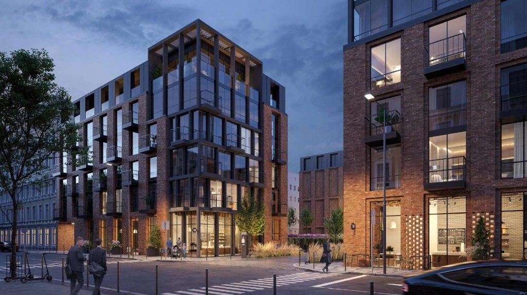 Lāčplēša Skvērs (Lāčplēša iela 74, 76A, 76, 76B, Visvalža iela 5, 5A, 5B, 5C, 5D, 5E) - Food store, Health center, Multi apartment, Office center - visualization