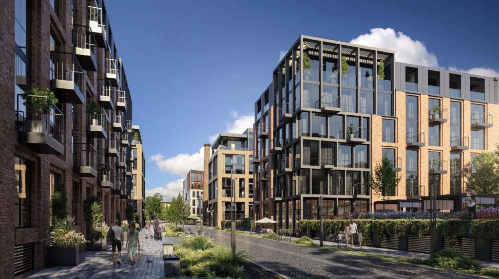 Lāčplēša Skvērs (Lāčplēša iela 74, 76A, 76, 76B, Visvalža iela 5, 5A, 5B, 5C, 5D, 5E) - Food store, Health center, Multi apartment, Office center - visualization