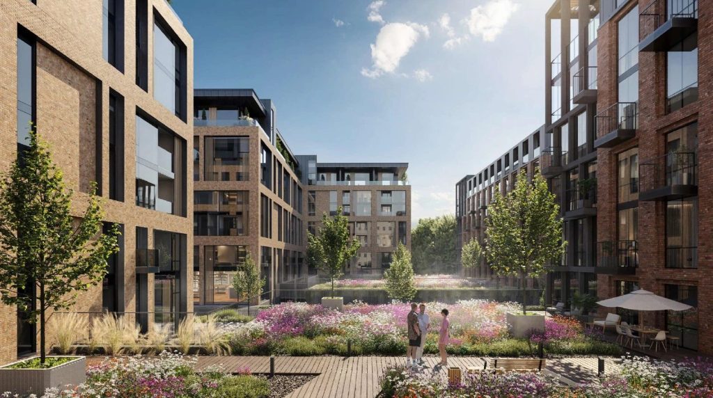 Lāčplēša Skvērs (Lāčplēša iela 74, 76A, 76, 76B, Visvalža iela 5, 5A, 5B, 5C, 5D, 5E) - Food store, Health center, Multi apartment, Office center - visualization