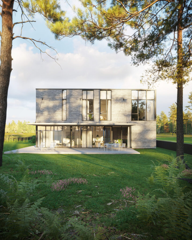 Sky10 (Dangaus g. 27A, 27B, 27C, 27D, 27E, Raišių k., Zujūnų sen.) - Rindu mājas - vizualizācija