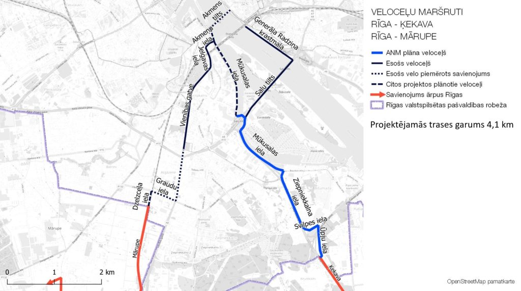 Velosipēdu ceļš Rīga - Ķekava (Mūkusalas iela, Ziepniekkalna iela) - Bike path - visualization
