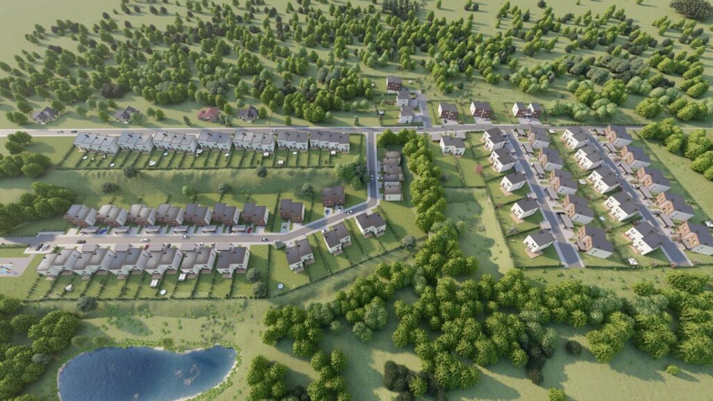 Saulės kalvos E etapas (Saulės g. 84, 84A, 84B, 84D, 84E, 84H) - Row housing - visualization