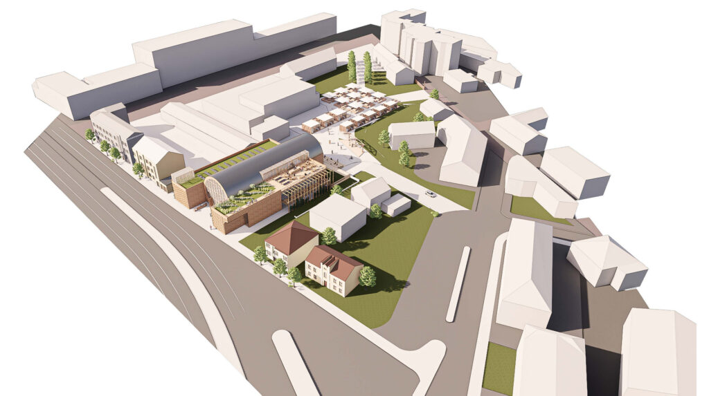 Kauno Stoties turgaus rekonstrukcija (M. K. Čiurlionio g. 25) - Tirdzniecības centrs - vizualizācija