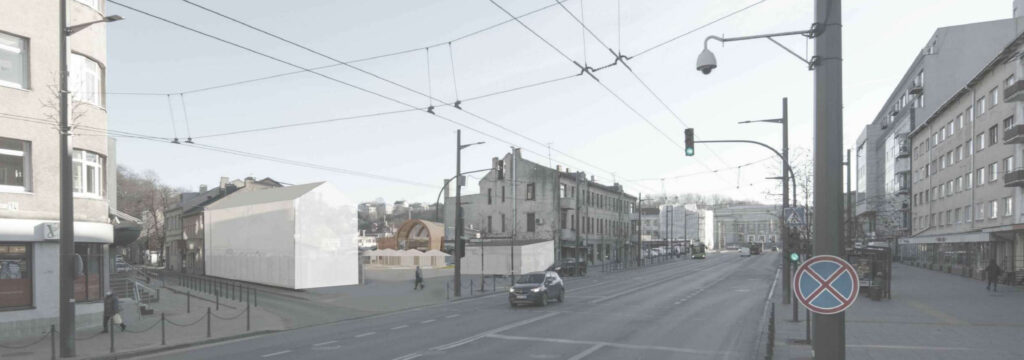 Kauno Stoties turgaus rekonstrukcija (M. K. Čiurlionio g. 25) - Tirdzniecības centrs - vizualizācija