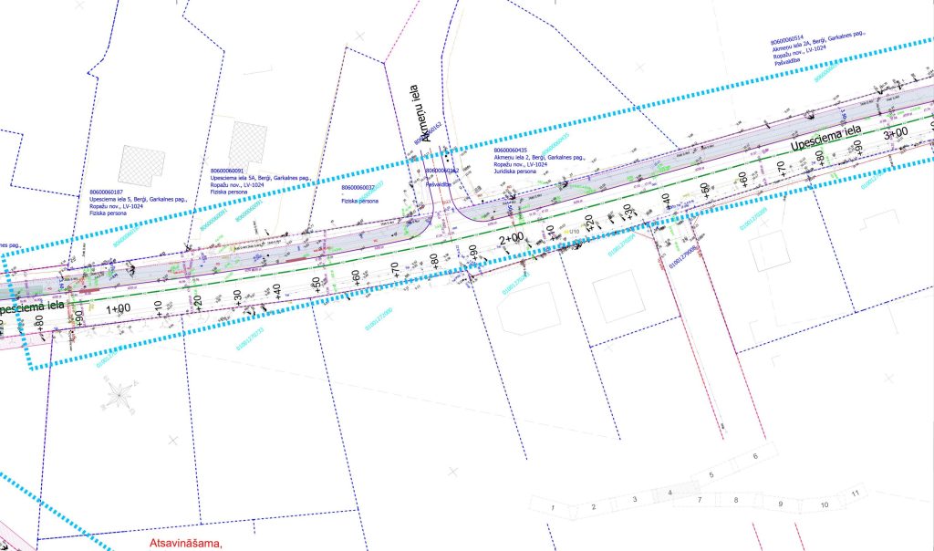 Velo un gājēju infrastruktūras izbūve Berģu ielā un Upesciema ielā no Brīvības gatves līdz Ropažu novada robežai (Berģu iela, Upesciema iela) - Bike path - visualization