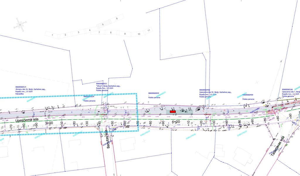Velo un gājēju infrastruktūras izbūve Berģu ielā un Upesciema ielā no Brīvības gatves līdz Ropažu novada robežai (Berģu iela, Upesciema iela) - Bike path - visualization