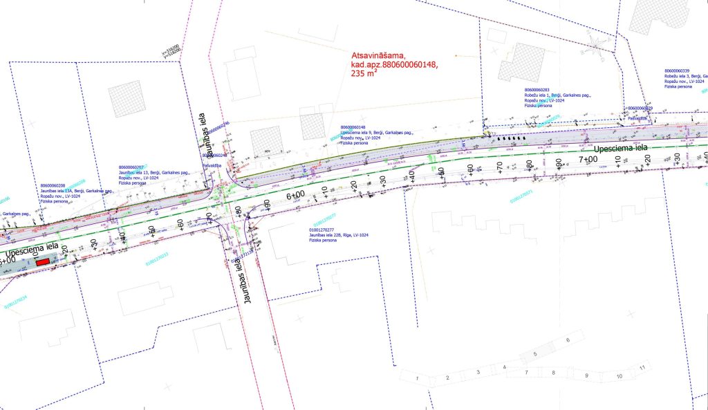 Velo un gājēju infrastruktūras izbūve Berģu ielā un Upesciema ielā no Brīvības gatves līdz Ropažu novada robežai (Berģu iela, Upesciema iela) - Bike path - visualization