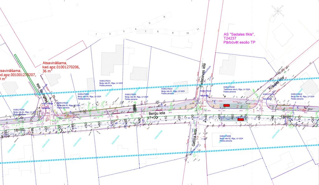 Velo un gājēju infrastruktūras izbūve Berģu ielā un Upesciema ielā no Brīvības gatves līdz Ropažu novada robežai (Berģu iela, Upesciema iela) - Bike path - visualization