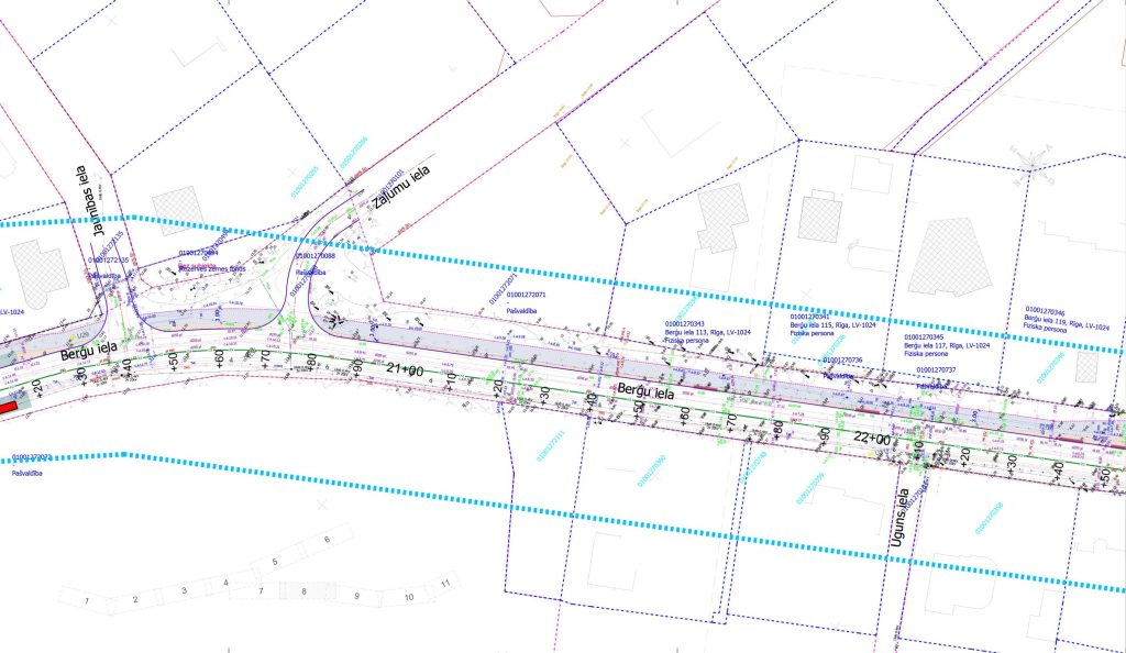 Velo un gājēju infrastruktūras izbūve Berģu ielā un Upesciema ielā no Brīvības gatves līdz Ropažu novada robežai (Berģu iela, Upesciema iela) - Bike path - visualization