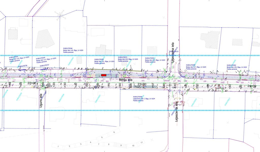 Velo un gājēju infrastruktūras izbūve Berģu ielā un Upesciema ielā no Brīvības gatves līdz Ropažu novada robežai (Berģu iela, Upesciema iela) - Bike path - visualization