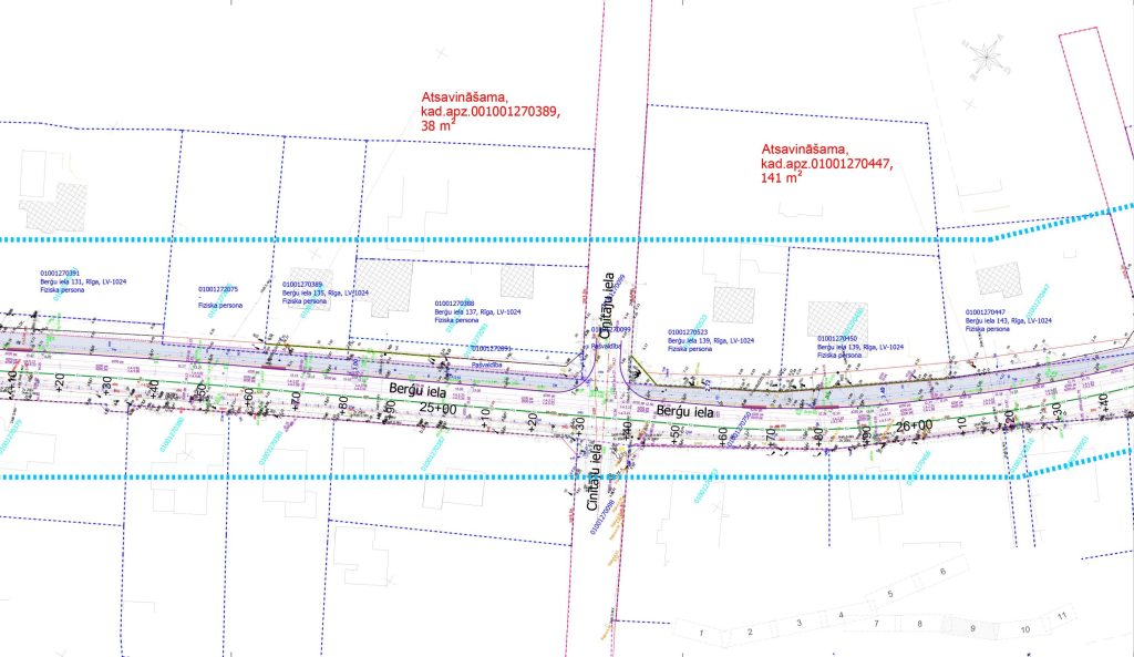 Velo un gājēju infrastruktūras izbūve Berģu ielā un Upesciema ielā no Brīvības gatves līdz Ropažu novada robežai (Berģu iela, Upesciema iela) - Bike path - visualization