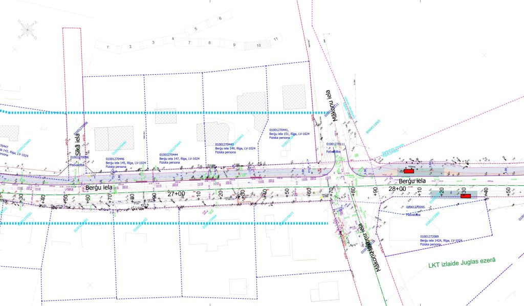 Velo un gājēju infrastruktūras izbūve Berģu ielā un Upesciema ielā no Brīvības gatves līdz Ropažu novada robežai (Berģu iela, Upesciema iela) - Bike path - visualization