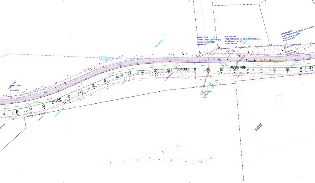 Velo un gājēju infrastruktūras izbūve Berģu ielā un Upesciema ielā no Brīvības gatves līdz Ropažu novada robežai (Berģu iela, Upesciema iela) - Bike path - visualization