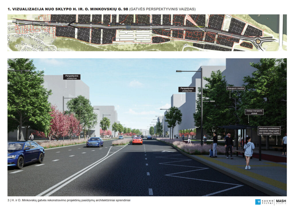 H. ir O. Minkovskių gatvė (H. ir O. Minkovskių g.) - Bike path, Street - visualization