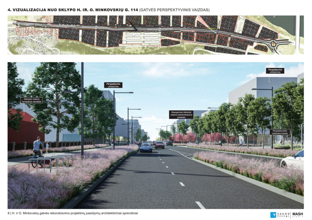 H. ir O. Minkovskių gatvė (H. ir O. Minkovskių g.) - Bike path, Street - visualization