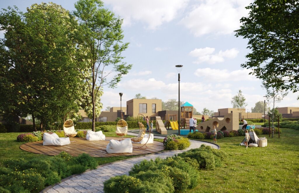 Keturlapio skveras (Spindulio g. 72, 74, 76, 78, 80, 82, 84, 86, 88, 90, 92, 94) - Eramajade rajoon, Ridaelamu - visuaalne