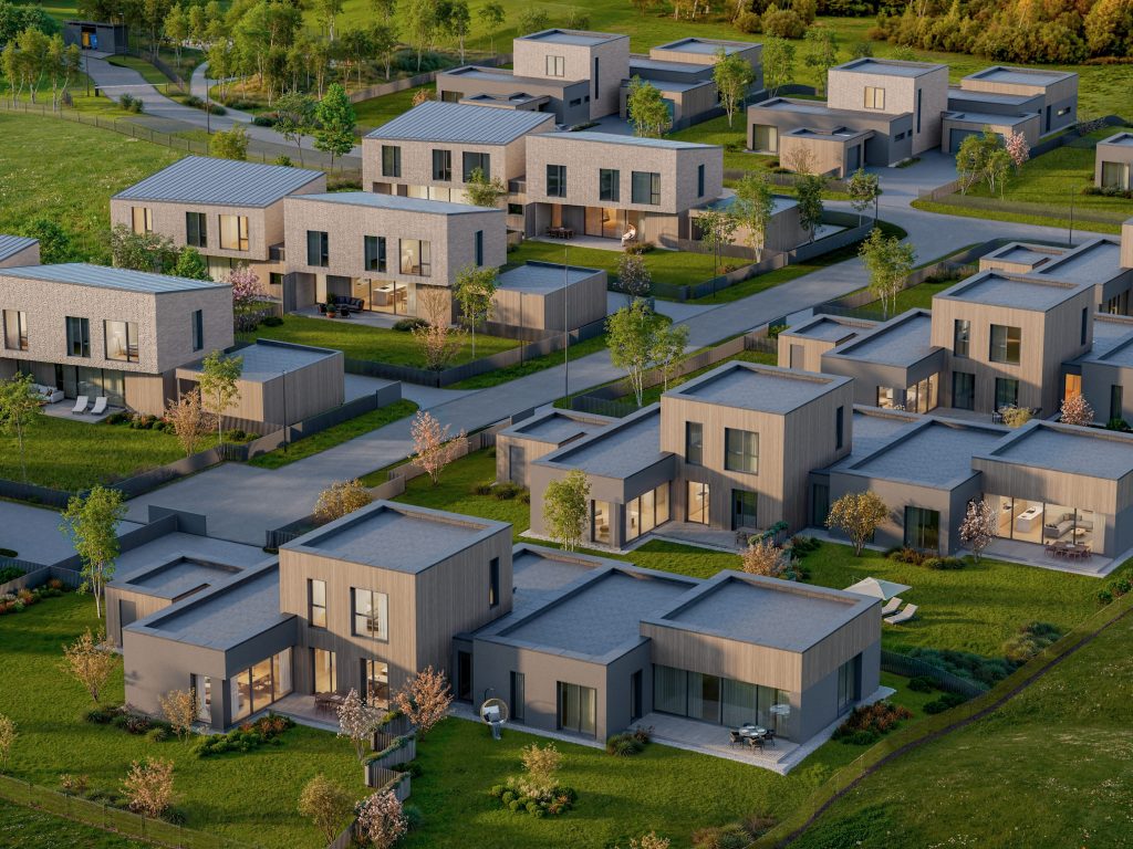 Keturlapio skveras (Sėkmės g. 19A – 19L, Didieji Gulbinai ) - Sublokuoti namai - vizualizacija