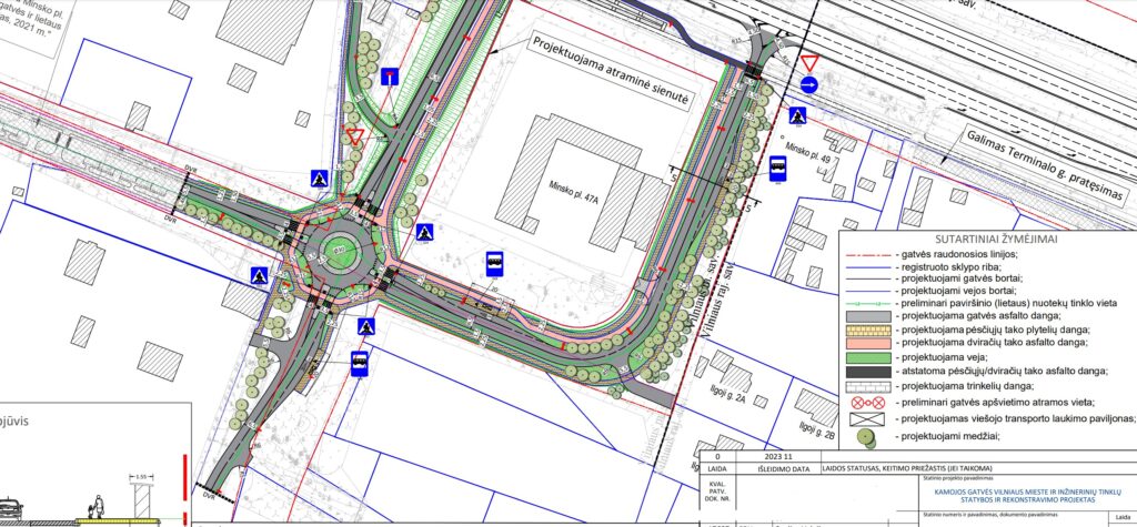 Gurių ir Kamojos gatvių viadukas (Kamojos g.) - Bike path, Bridge, Road - visualization