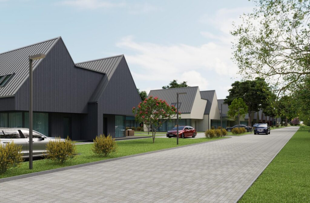 Kuršių kopa (Vaivorykštės g. 64E, 64F, 64G, 64H, 64I, 64J, 64K, 64L, 64M, 64N) - Private house community, Row housing - visualization