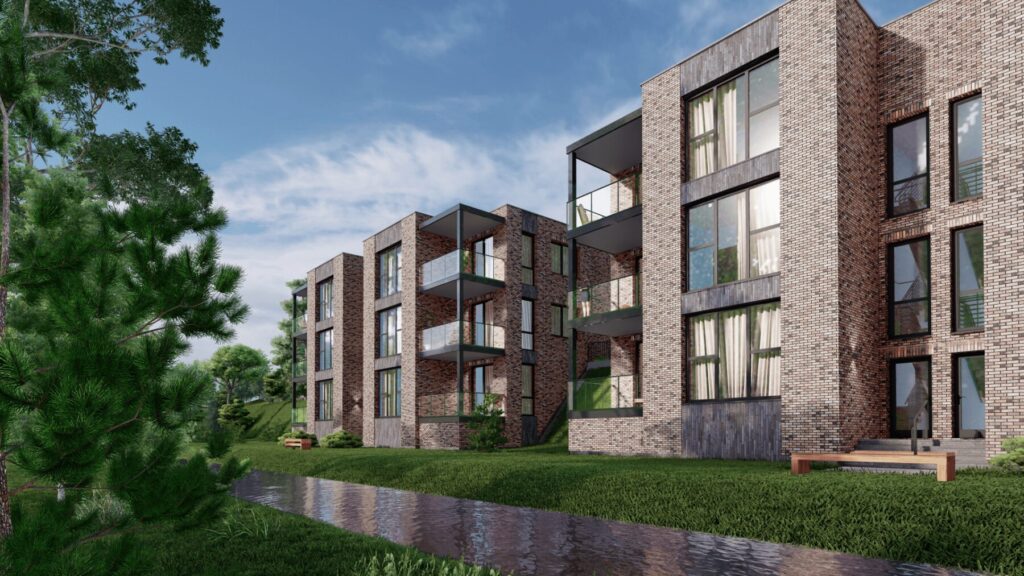 Upelio namai (Upelio g. 1A, 1B, Gineitiškės) - Row housing - visualization