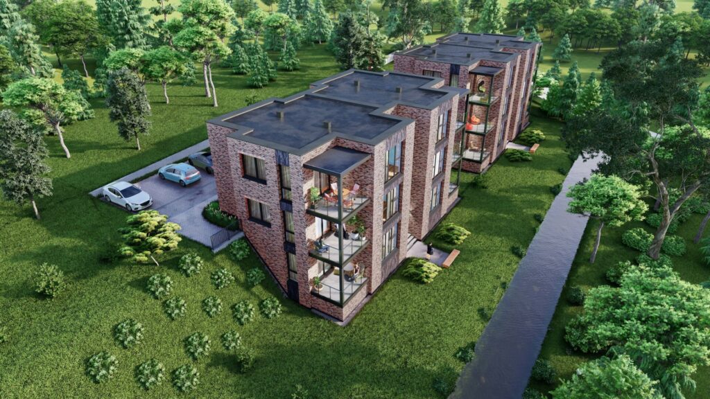 Upelio namai (Upelio g. 1A, 1B, Gineitiškės) - Row housing - visualization