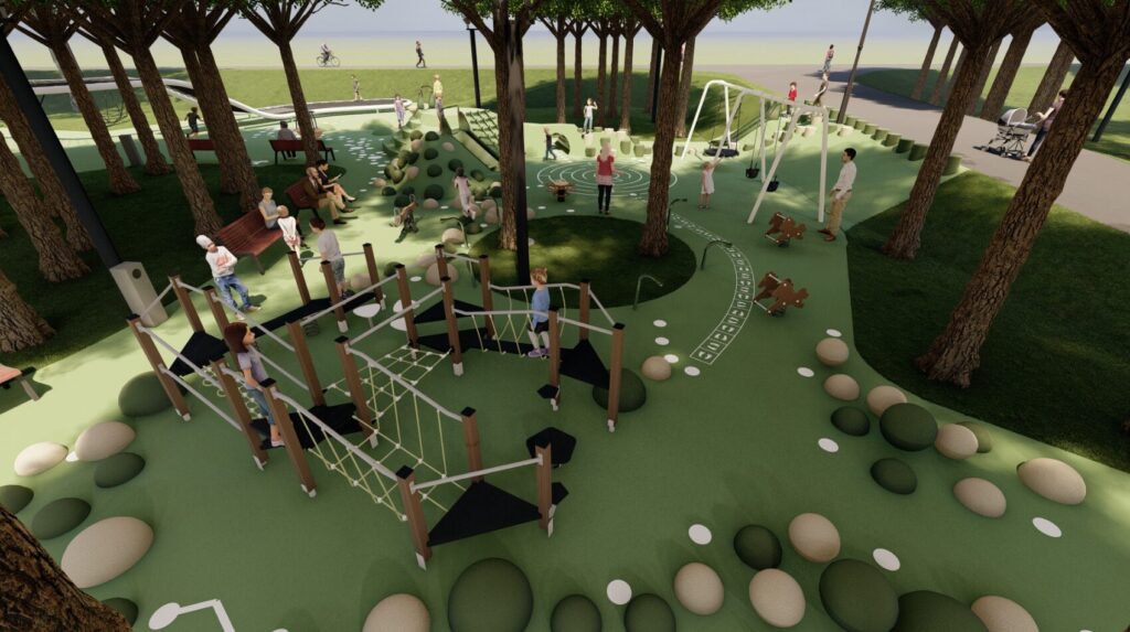 Vaikų žaidimo aikštelė Santakos parke (Prieplaukos krant.) - Sports field or court - visualization