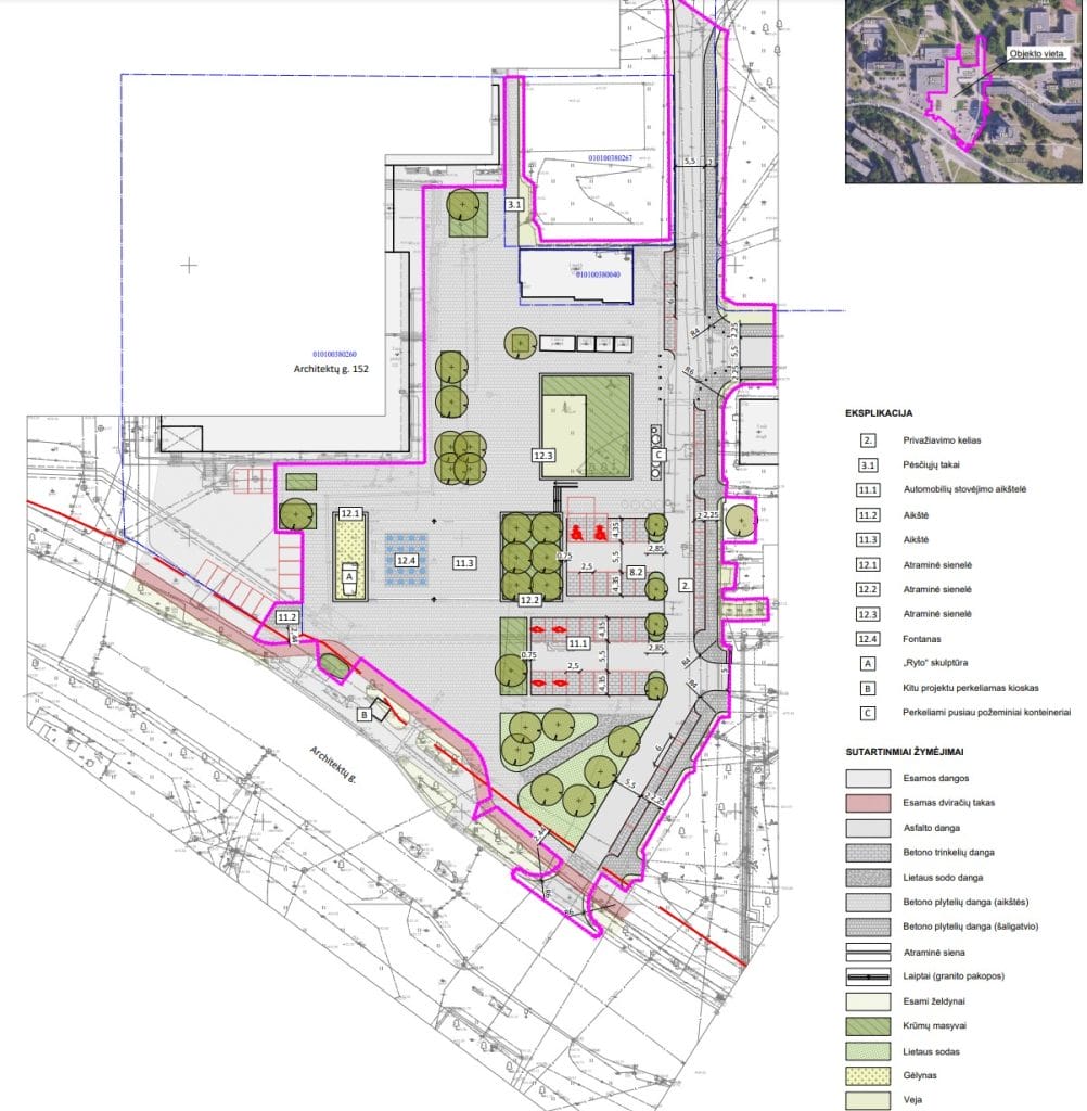 "Ryto" skulptūros aikštė (Architektų g.) - Laukums - vizualizācija