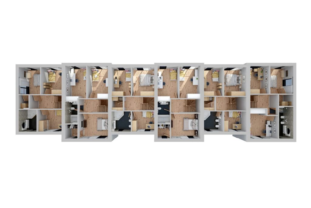 Ąžuolų alėja Paupiuose | 2 etapas (Klemiškės g. 20a) - Row housing - visualization