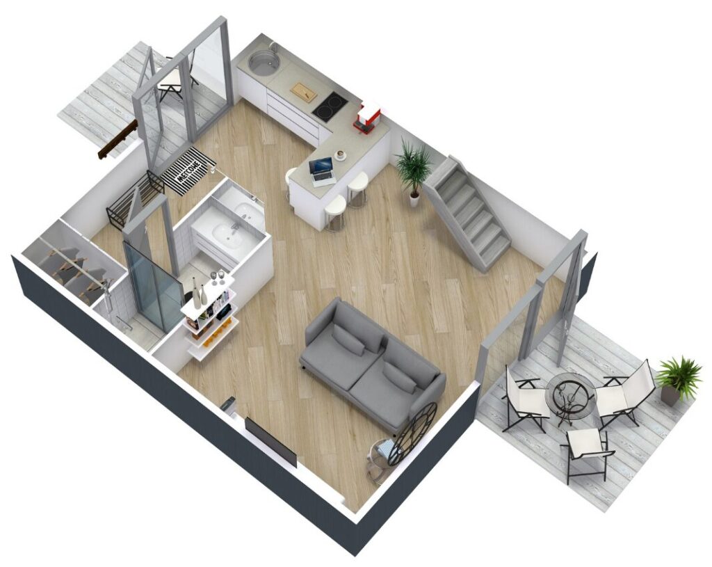 S22 (Nendrių g. 1, 1A, 1B, 1C, 1D, 1E, 1F, 5, 5A, 5B, 5C, 5D, 5E, 5F, 5G, 5H, 5K1-5K18) - Row housing - visualization