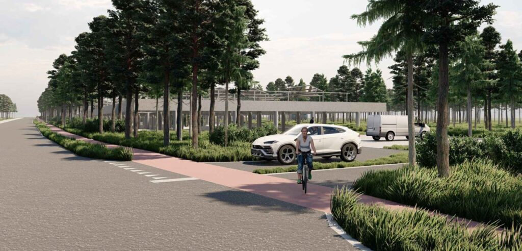 Stovėjimo aikštelė Taikos gatvėje ir E. A. Jonušo gatvės atnaujinimas 2 etapas (Taikos g. 39) - Parkimishoone - visuaalne