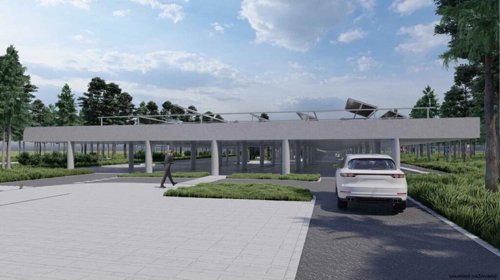 Stovėjimo aikštelė Taikos gatvėje ir E. A. Jonušo gatvės atnaujinimas 2 etapas (Taikos g. 39) - Parkimishoone - visuaalne