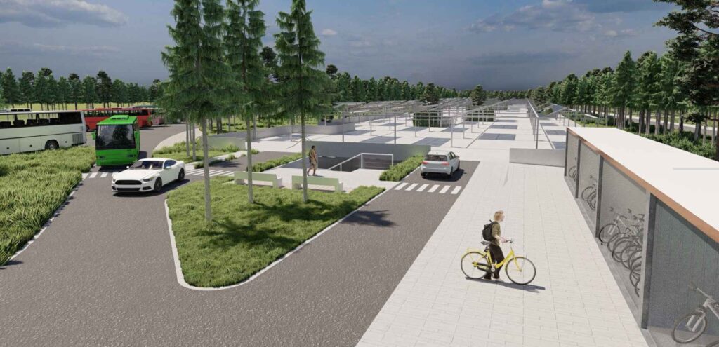 Stovėjimo aikštelė Taikos gatvėje ir E. A. Jonušo gatvės atnaujinimas 2 etapas (Taikos g. 39) - Parkimishoone - visuaalne