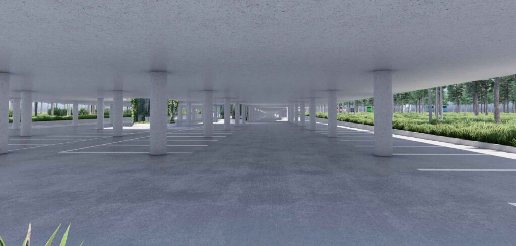 Stovėjimo aikštelė Taikos gatvėje ir E. A. Jonušo gatvės atnaujinimas 2 etapas (Taikos g. 39) - Parkimishoone - visuaalne