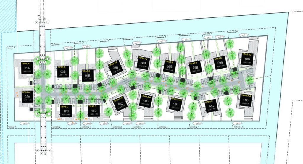 Svencelės salos | Juodkrantės sala (Juodkrantės g. 1, 2, 3, 4, 5, 6, 7, 8, 9, 10, 11, 12, 13, 14, 15, 16, Vandenų g. 16, 18) - Private house community - visualization