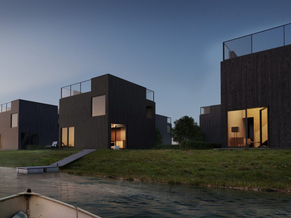 Svencelės salos | Juodkrantės sala (Juodkrantės g. 1, 2, 3, 4, 5, 6, 7, 8, 9, 10, 11, 12, 13, 14, 15, 16, Vandenų g. 16, 18) - Private house community - visualization