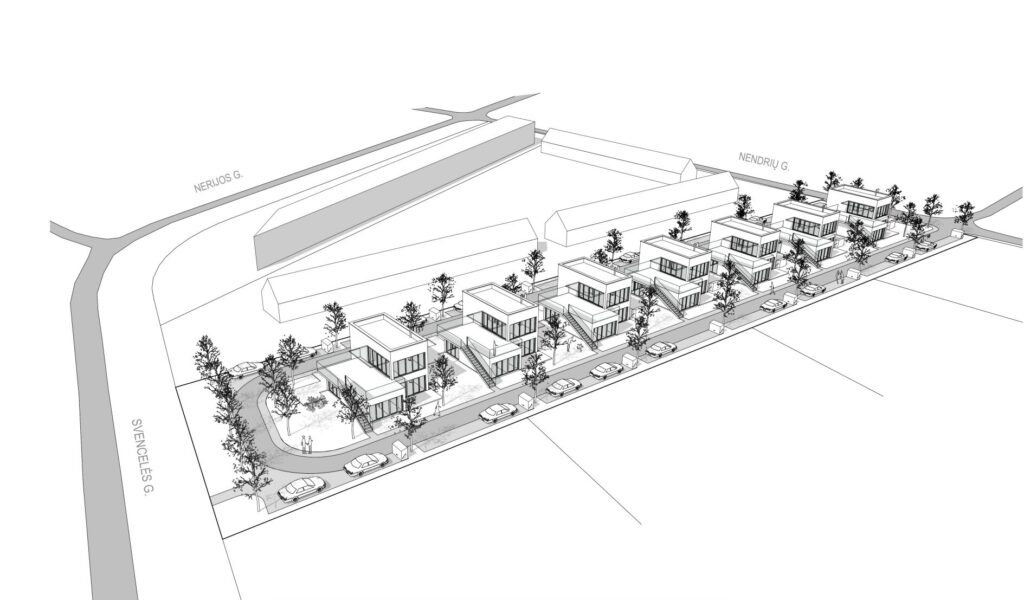 Svencelės salos | Nendrių kvartalas (Svencelės g. 22A, Nendrių g. 7, 7A, 7B, 7C, 7D, 7E, 7F) - Row housing - visualization