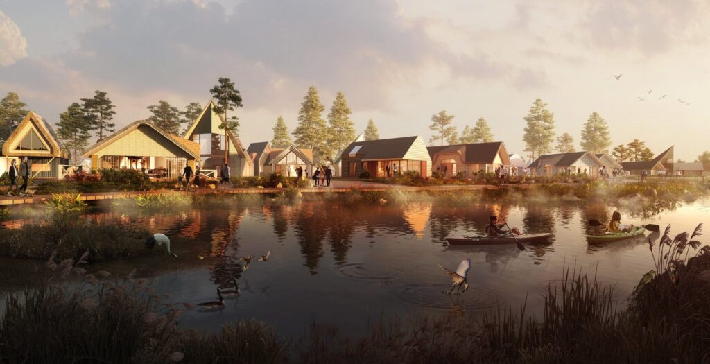 Vėjo miestelis | kiti etapai (Vėjavaikių g.) - Extreme sports center, Port / Harbour, Private house community - visualization