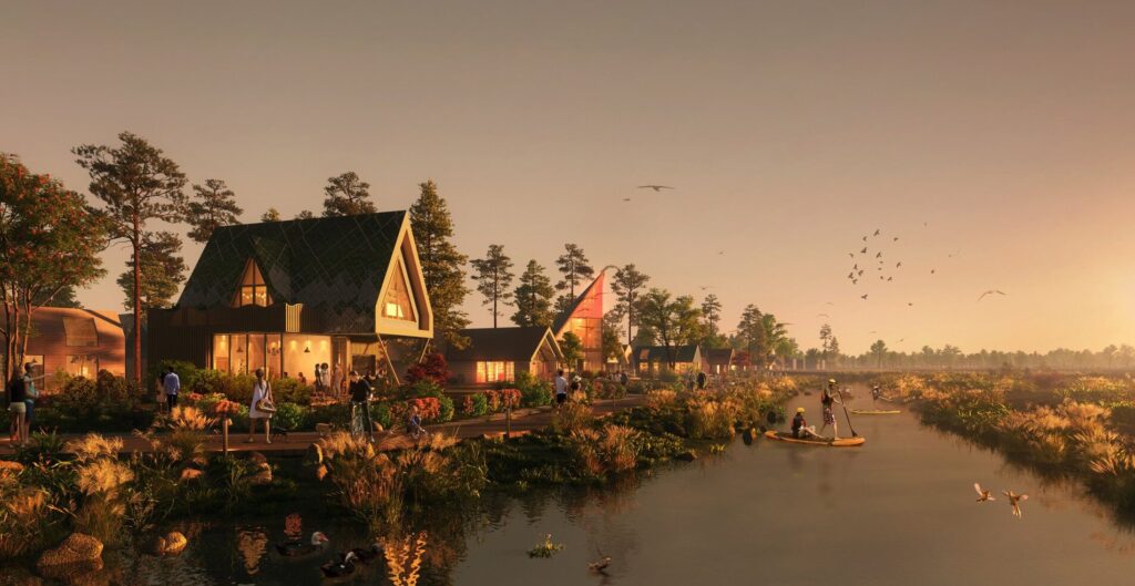 Vėjo miestelis | kiti etapai (Vėjavaikių g.) - Extreme sports center, Port / Harbour, Private house community - visualization