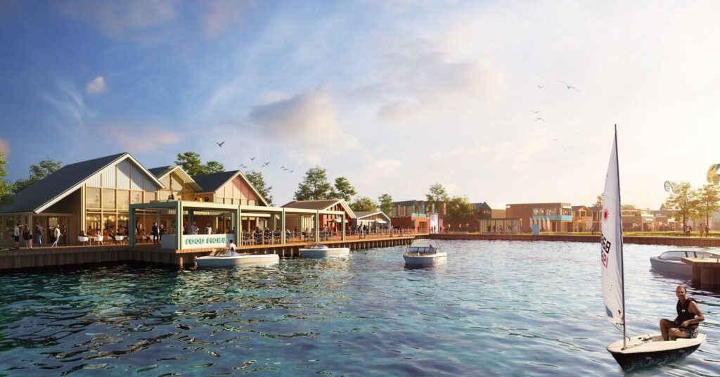 Vėjo miestelis | kiti etapai (Vėjavaikių g.) - Extreme sports center, Port / Harbour, Private house community - visualization