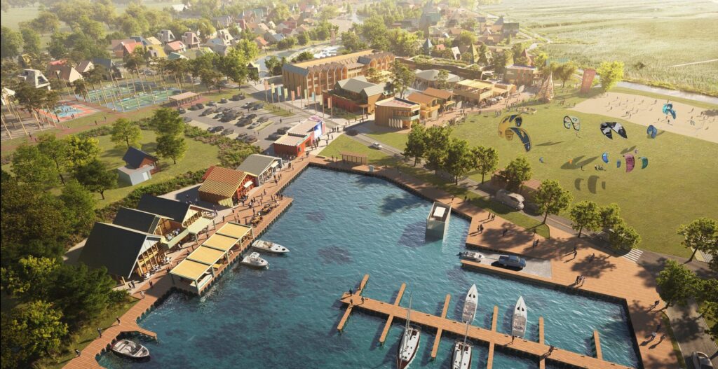 Vėjo miestelis | kiti etapai (Vėjavaikių g.) - Extreme sports center, Port / Harbour, Private house community - visualization