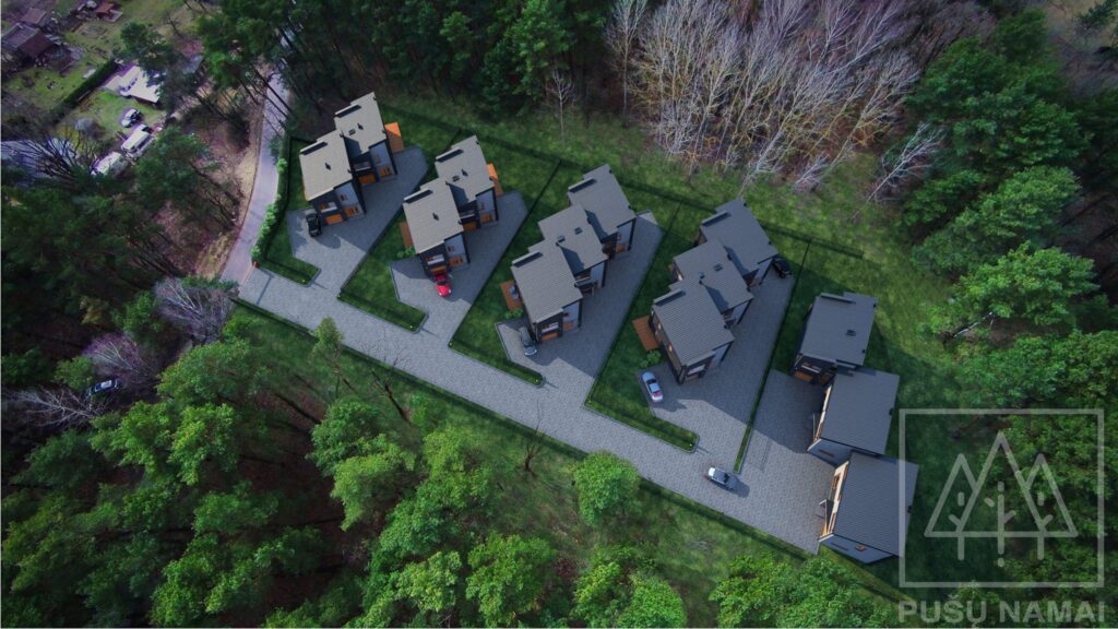 Pušų namai (Aukštutinių Kaniūkų g. 41, 43, 45, 45A, 47, 47A, 49, 49A) - Row housing - visualization