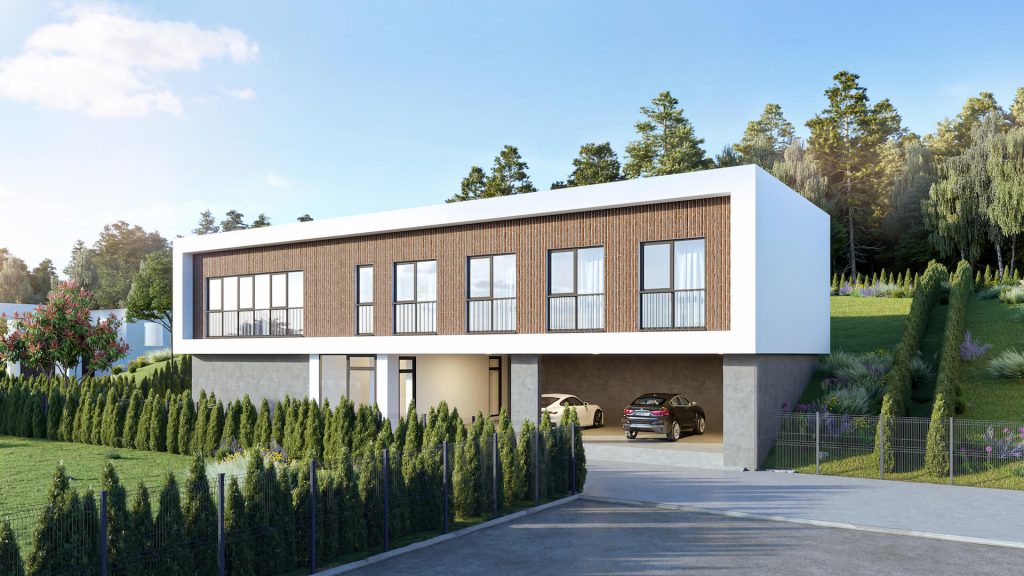 Girių namai 1 etapas (Girių g. 53, 55, 57, 59, 61, 63, 65, Klevinė) - Row housing - visualization