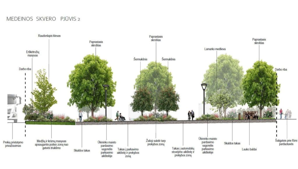 Viešoji erdvė ties Medeinos g. 8 (Medeinos g. 8) - Skveras - vizualizacija