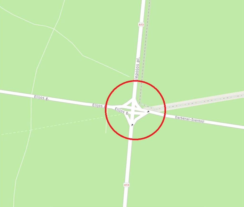 Kelių Nr. A13 Klaipėda - Liepoja ir Nr. 2304 Darbėnai - Šventoji sankryžos rekonstrukcija (Liepojos pl., Elijos g., Darbėnai - Šventoji) - Ceļš - vizualizācija