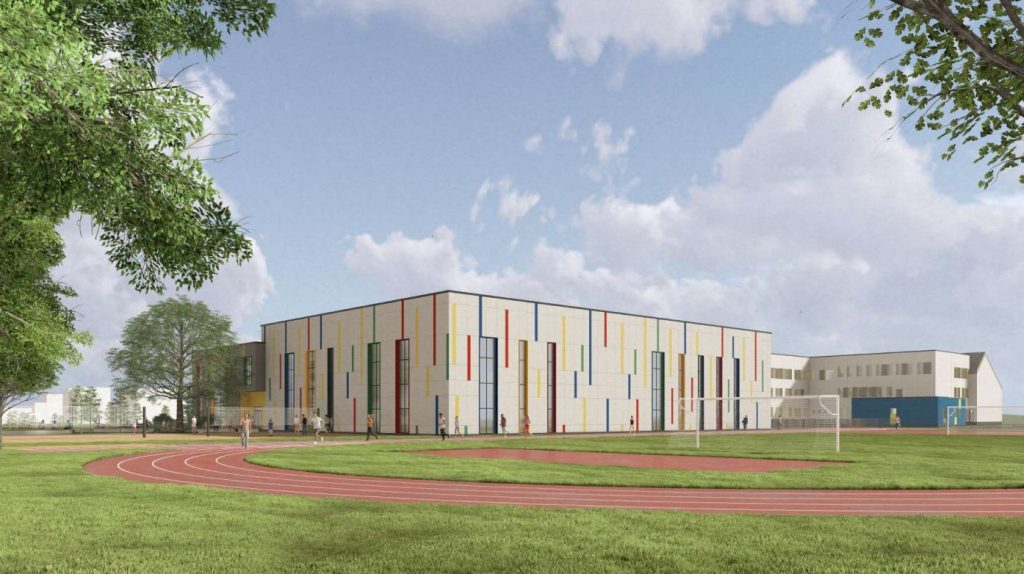 Riešės gimnazijos rekonstrukcija Beržų g. 2A (Beržų g. 2A, Riešės k., Avižienių sen.) - Pamata vai vidējā izglītība - vizualizācija