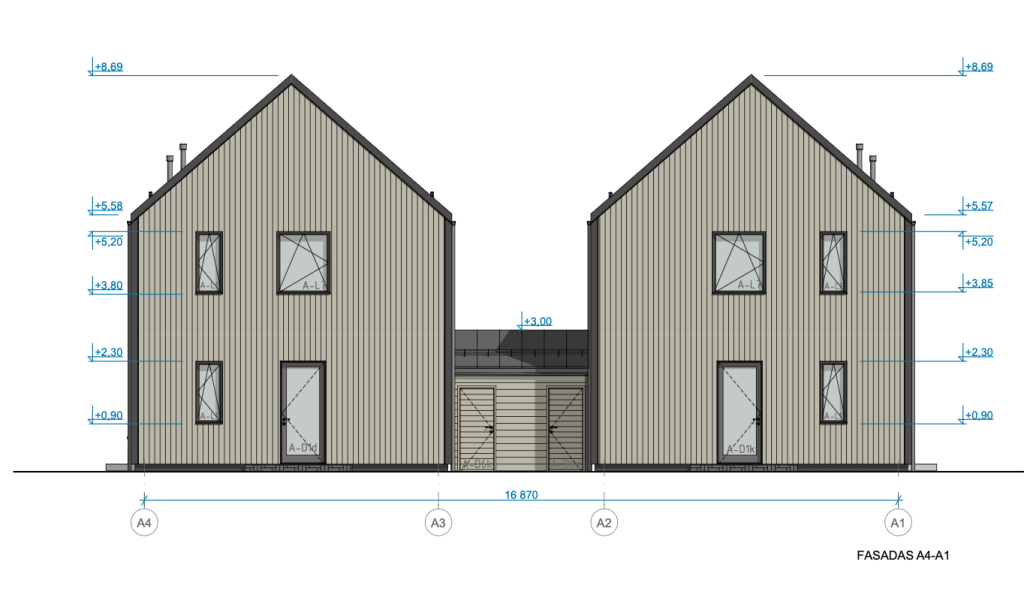 Aido tak. 27 (Aido tak. 27) - Privačių namų kvartalas, Sublokuoti namai - vizualizacija