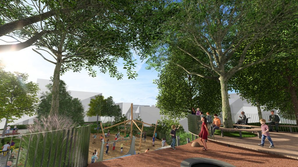 "Liepos žaidimų pieva" viešoji erdvė (Kauno g. 24A) - Laukums - vizualizācija